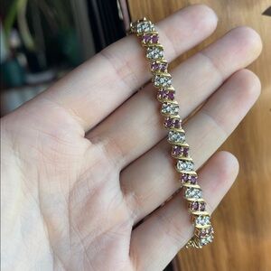 Gold-Tone Pink & Clear Stone